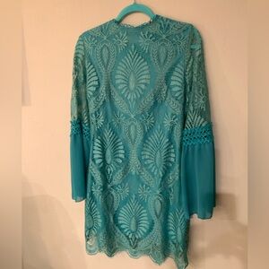 Turquoise Lace Overlay Dress